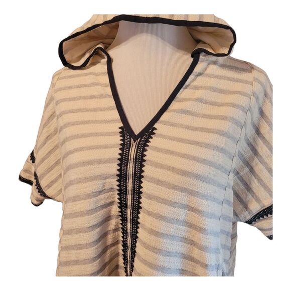 Madewell Size XS/Small Elise Ivey Navy Striped Embroidered Knit Hooded Top - Picture 4 of 11